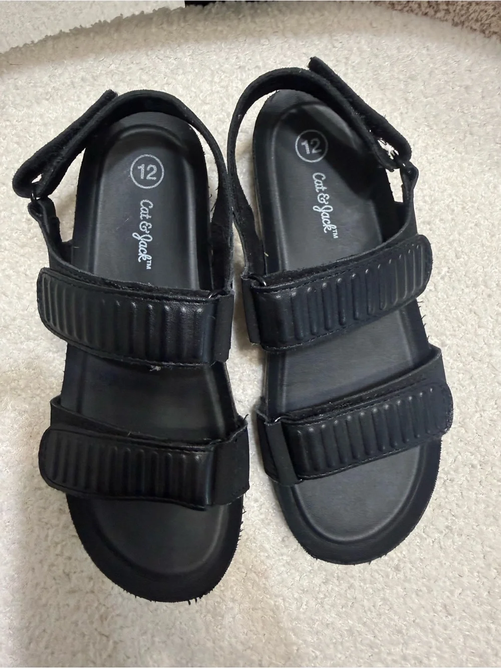 Cat & Jack Black Strappy Hook-and-Loop Sandals